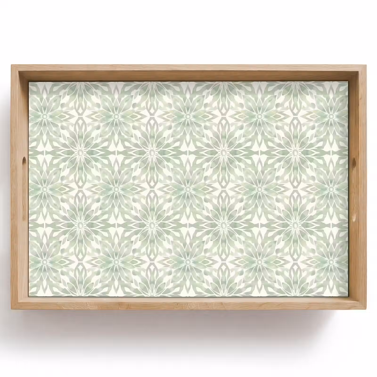 Tablett - Salbeigrün – Symmetrisch – Mandala – Ornament – Muster — 1