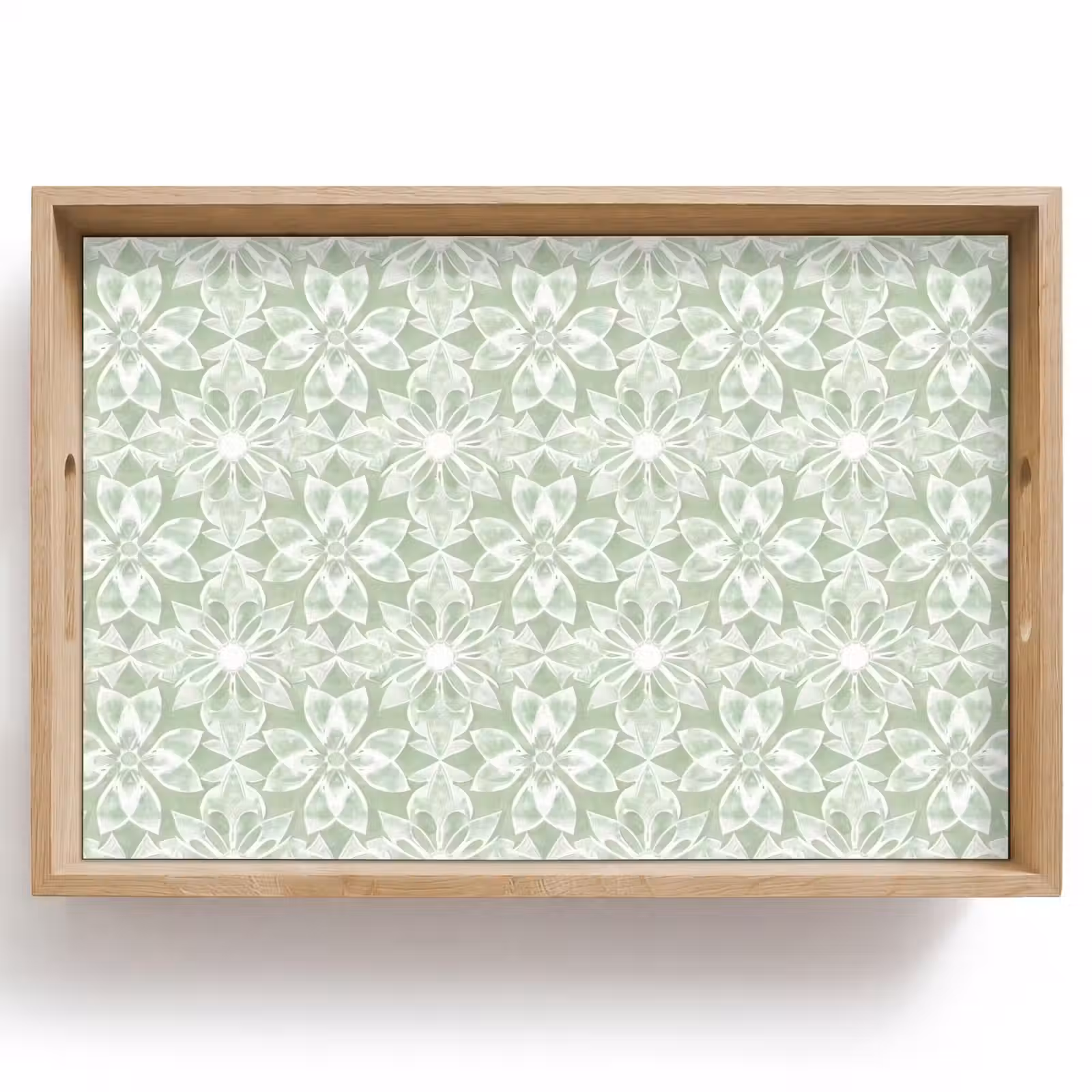 Tablett - Salbeigrün – Symmetrisch – Mandala – Ornament – Muster — 1