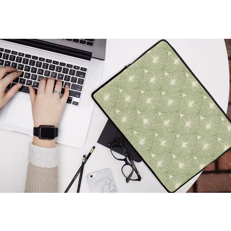Laptop hülle - Salbeigrün – Botanisch – Rauten – Organisch – Muster — 3