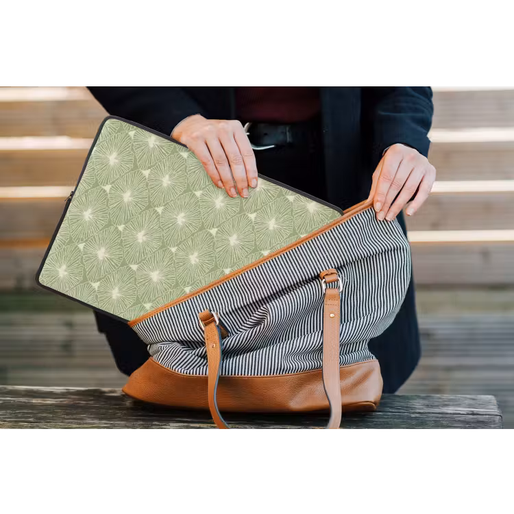 Laptop hülle - Salbeigrün – Botanisch – Rauten – Organisch – Muster — 4