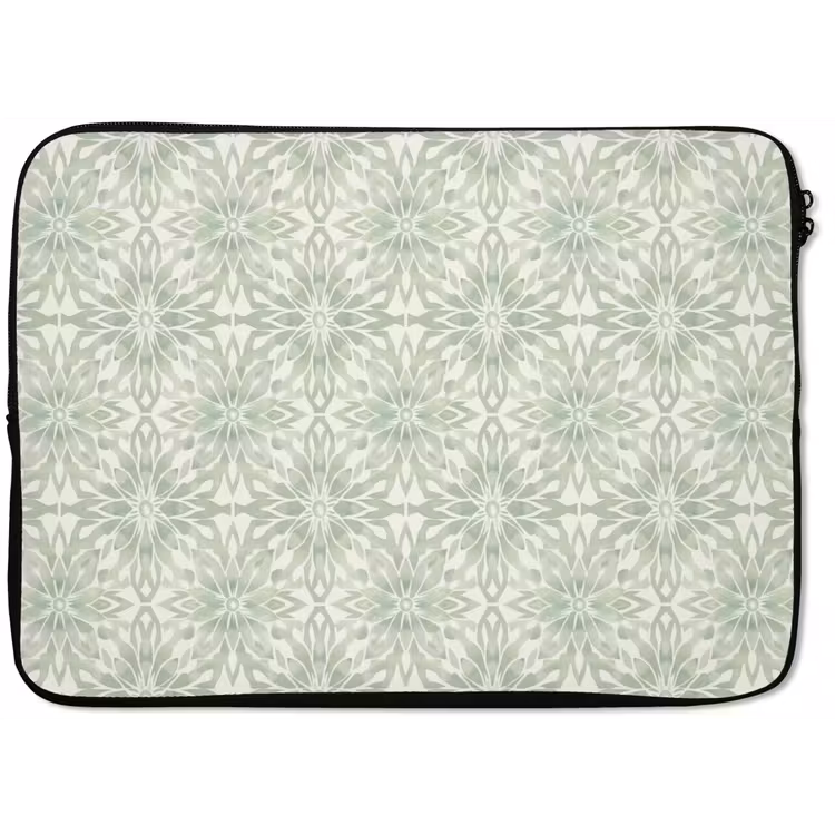 Laptop hülle - Salbeigrün – Symmetrisch – Mandala – Ornament – Muster — 1