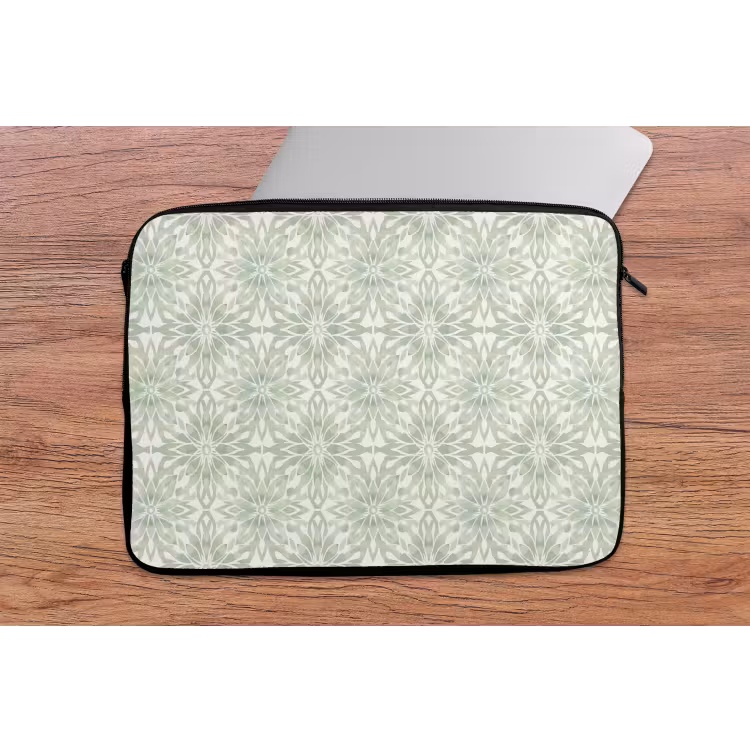 Laptop hülle - Salbeigrün – Symmetrisch – Mandala – Ornament – Muster — 2