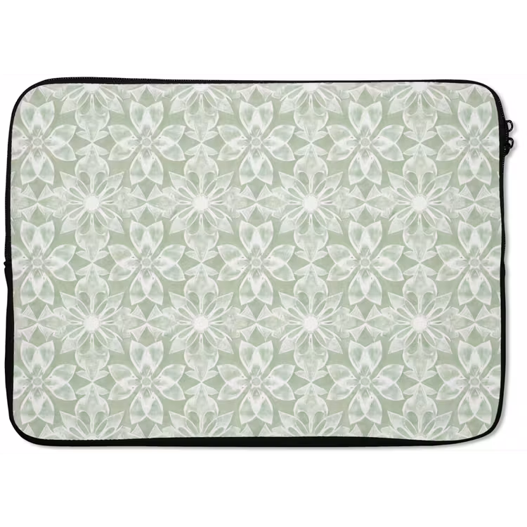 Laptop hülle - Salbeigrün – Symmetrisch – Mandala – Ornament – Muster — 1