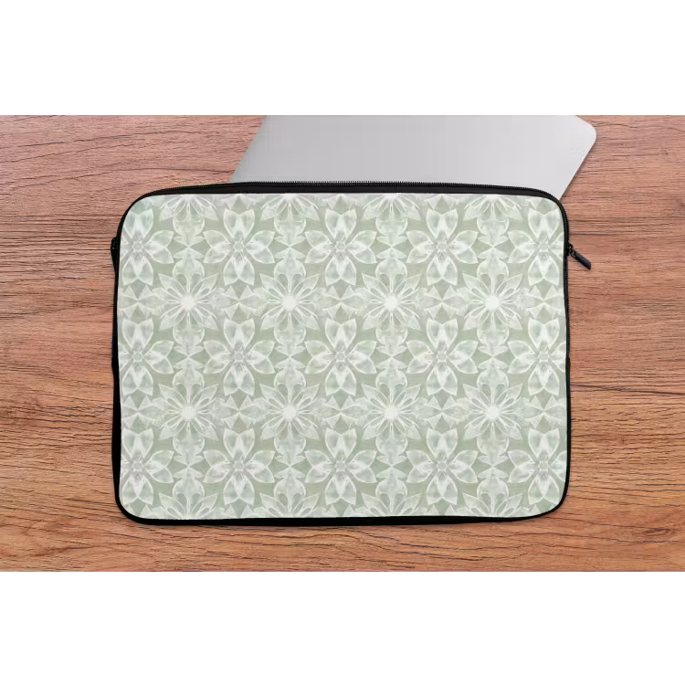 Laptop hülle - Salbeigrün – Symmetrisch – Mandala – Ornament – Muster — 2