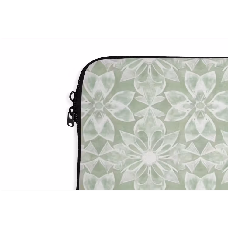 Laptop hülle - Salbeigrün – Symmetrisch – Mandala – Ornament – Muster — 5