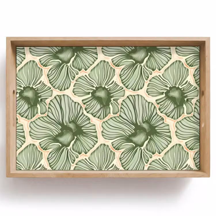 Tablett - Grün – Botanisch – Blumen – Organisch – Muster — 1