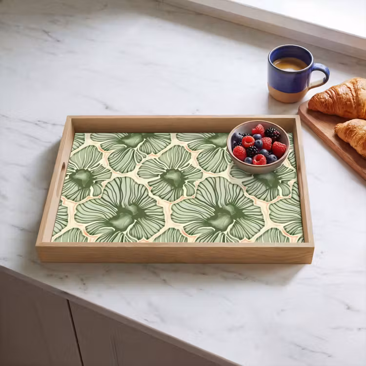 Tablett - Grün – Botanisch – Blumen – Organisch – Muster — 4