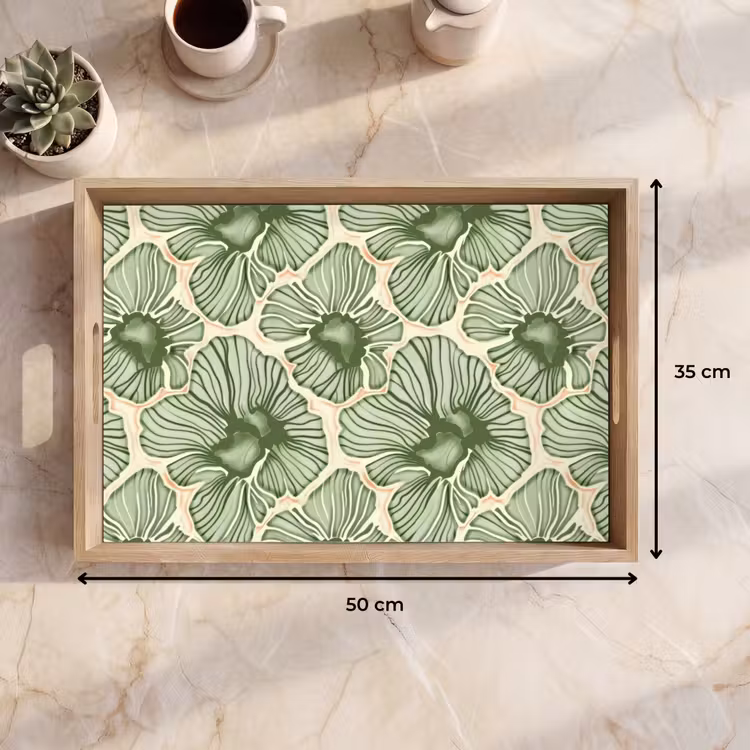 Tablett - Grün – Botanisch – Blumen – Organisch – Muster — 9