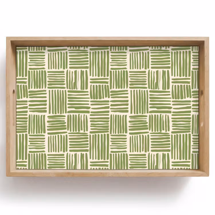 Tablett - Salbeigrün – Blöcke – Handgezeichnet – Muster — 1