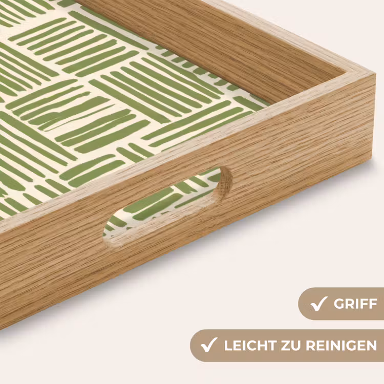Tablett - Salbeigrün – Blöcke – Handgezeichnet – Muster — 5