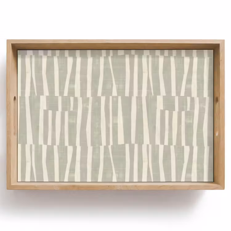 Tablett - Salbeigrün – Streifen – Geometrisch – Textur – Muster — 1