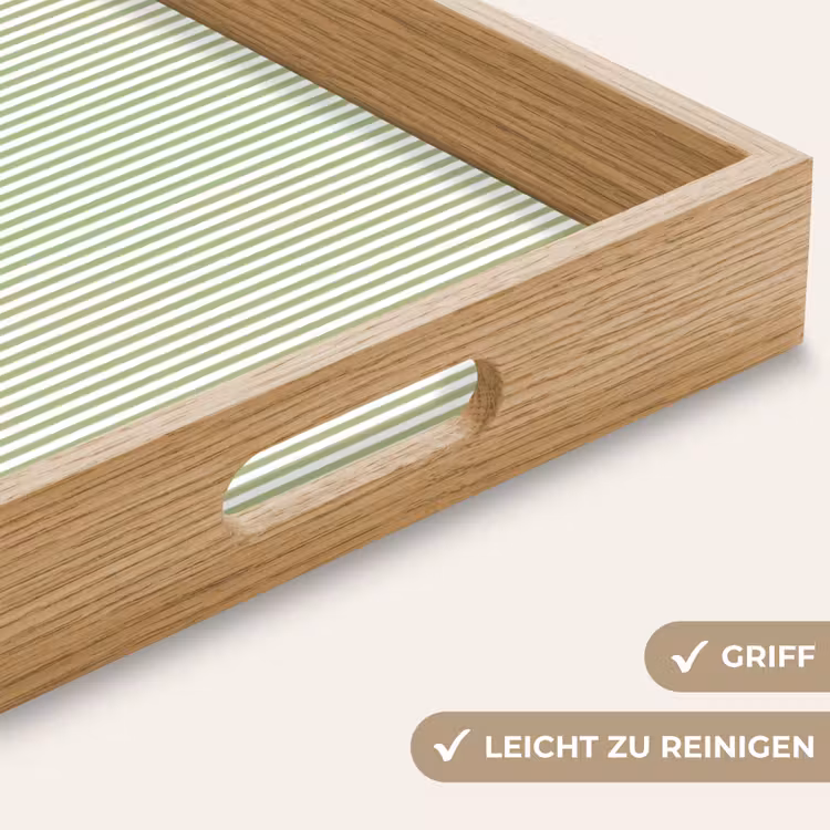 Tablett - Salbeigrün – Streifen – Minimalistisch – Muster — 5