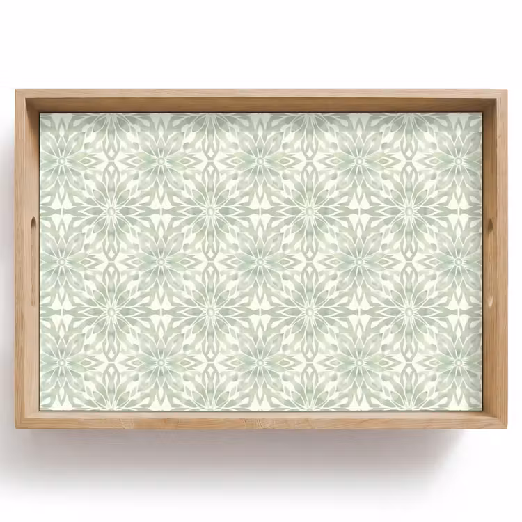 Tablett - Salbeigrün – Symmetrisch – Mandala – Ornament – Muster — 1