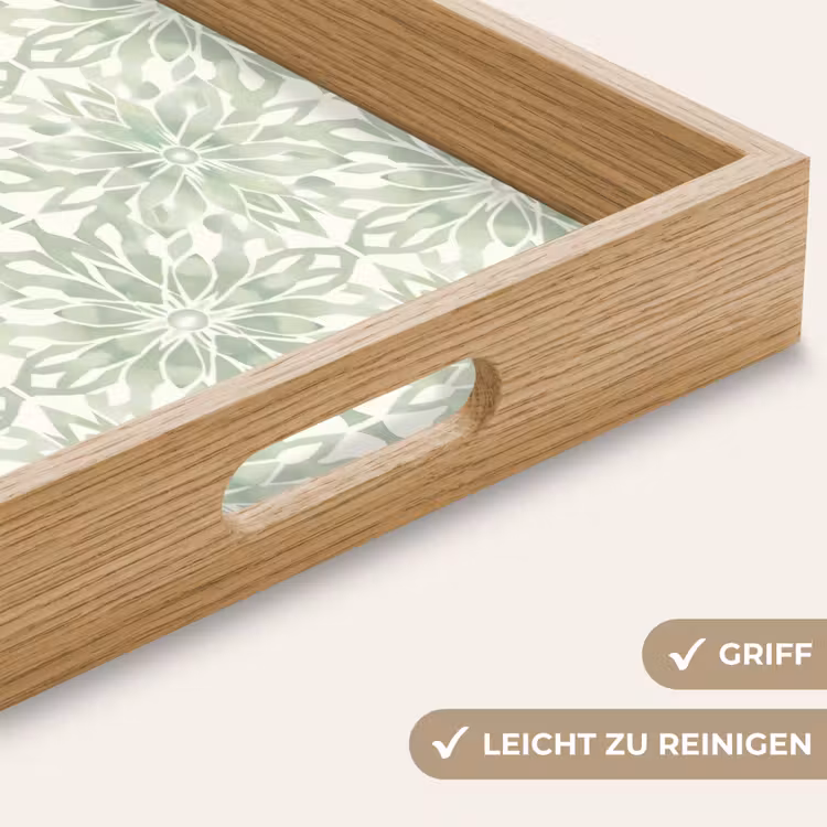 Tablett - Salbeigrün – Symmetrisch – Mandala – Ornament – Muster — 5