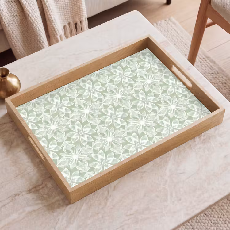 Tablett - Salbeigrün – Symmetrisch – Mandala – Ornament – Muster — 2