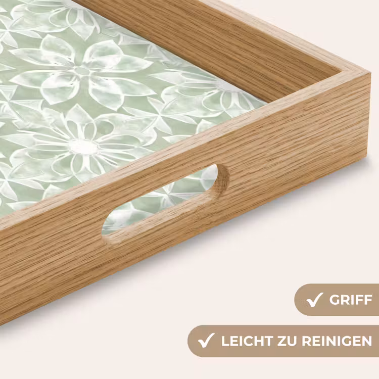 Tablett - Salbeigrün – Symmetrisch – Mandala – Ornament – Muster — 5