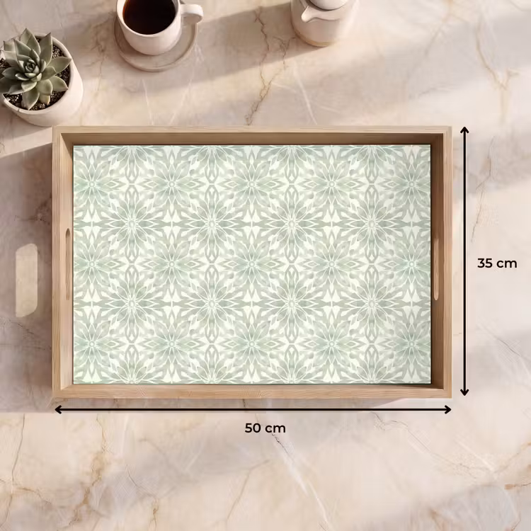 Tablett - Salbeigrün – Symmetrisch – Mandala – Ornament – Muster — 9