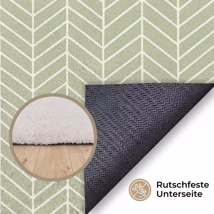 Teppich - Salbeigrün – Fischgrät – Geometrisch – Muster — 4