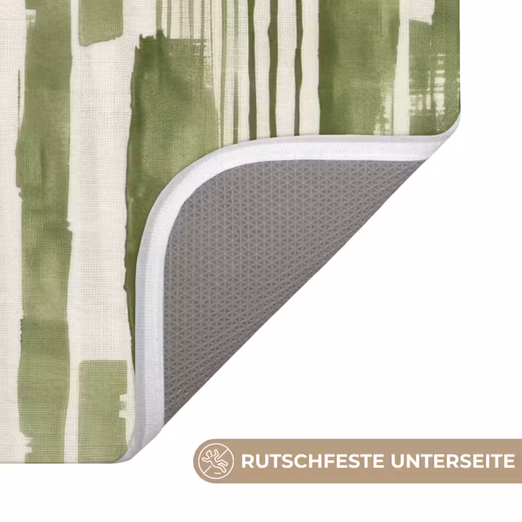 WC Vorleger - Grün – Abstrakt – Pinselstriche – Leinen – Muster — 3
