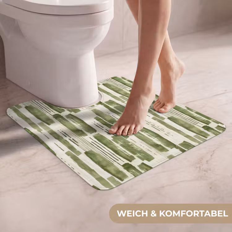 WC Vorleger - Grün – Abstrakt – Pinselstriche – Leinen – Muster — 5