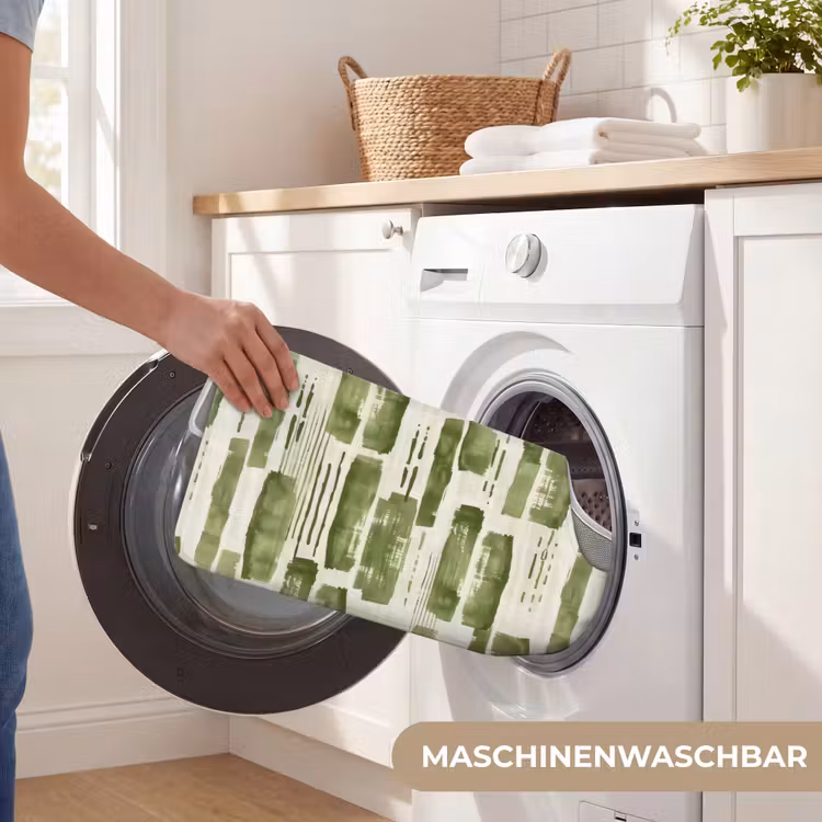 WC Vorleger - Grün – Abstrakt – Pinselstriche – Leinen – Muster — 7