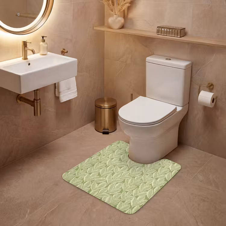 WC Vorleger - Grün – Botanisch – Blätter – Vintage – Muster — 4