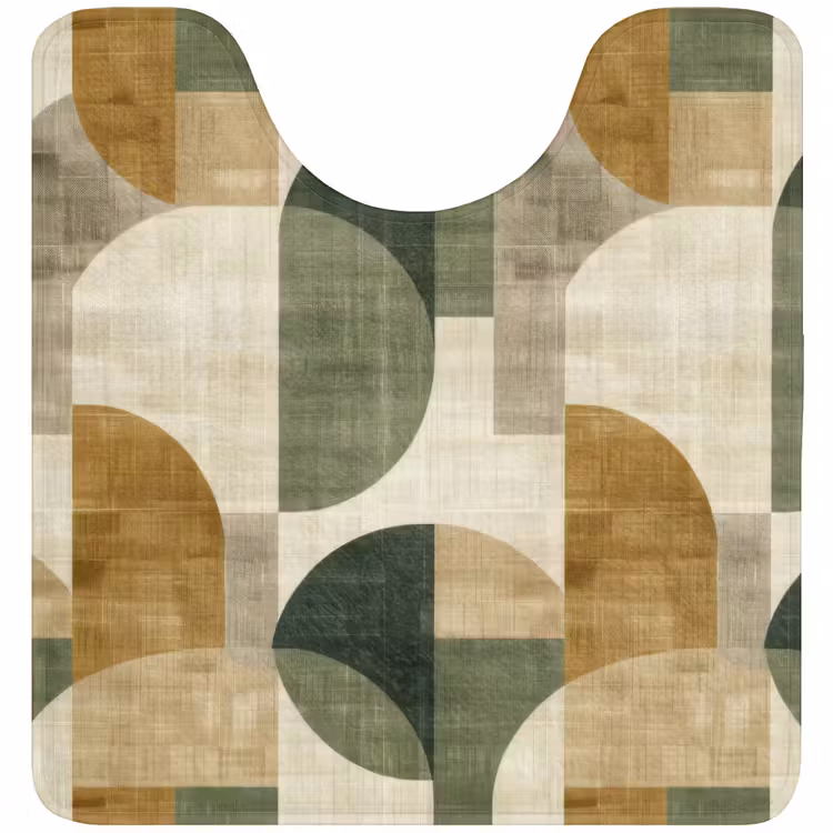 WC Vorleger - Olivgrün – Geometrisch – Abstrakt – Mid-Century – Leinen – Muster — 1