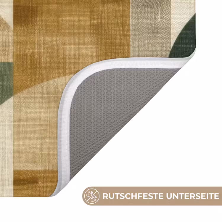 WC Vorleger - Olivgrün – Geometrisch – Abstrakt – Mid-Century – Leinen – Muster — 3