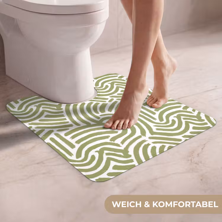 WC Vorleger - Salbeigrün – Abstrakt – Bögen – Handgezeichnet – Muster — 5