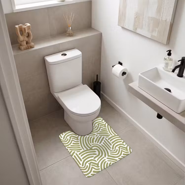 WC Vorleger - Salbeigrün – Abstrakt – Bögen – Handgezeichnet – Muster — 6