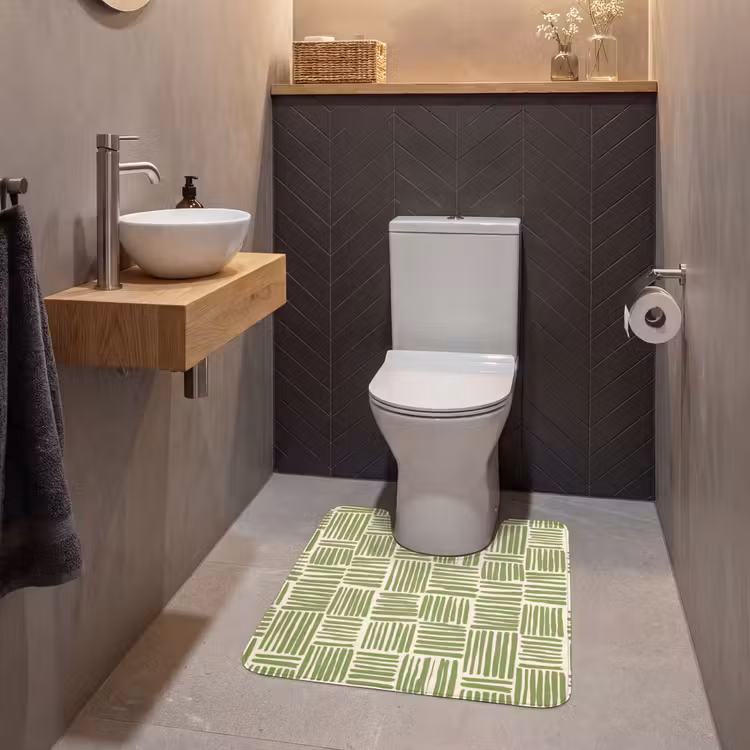 WC Vorleger - Salbeigrün – Blöcke – Handgezeichnet – Muster — 2