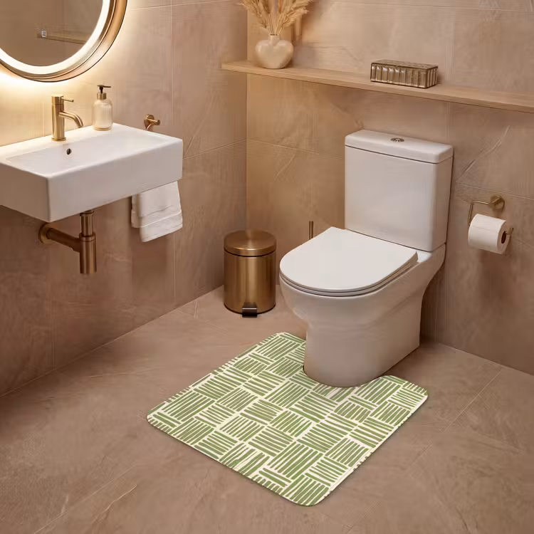 WC Vorleger - Salbeigrün – Blöcke – Handgezeichnet – Muster — 4