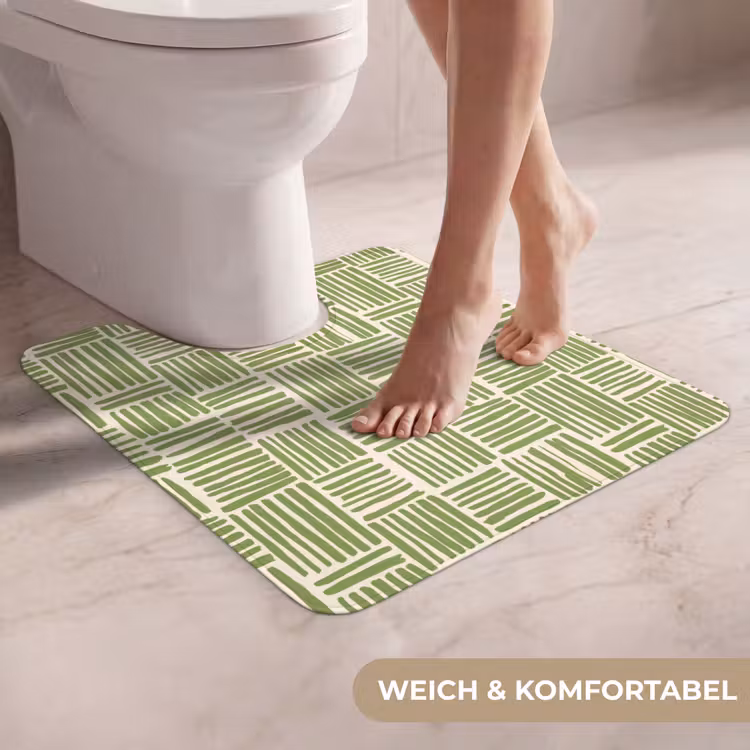 WC Vorleger - Salbeigrün – Blöcke – Handgezeichnet – Muster — 5