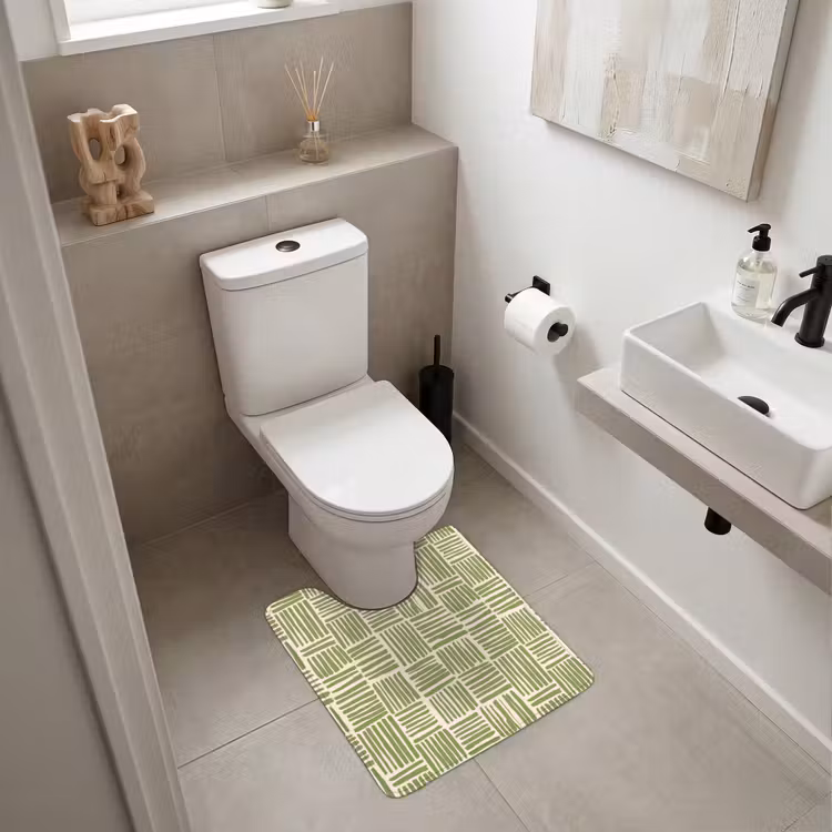 WC Vorleger - Salbeigrün – Blöcke – Handgezeichnet – Muster — 6