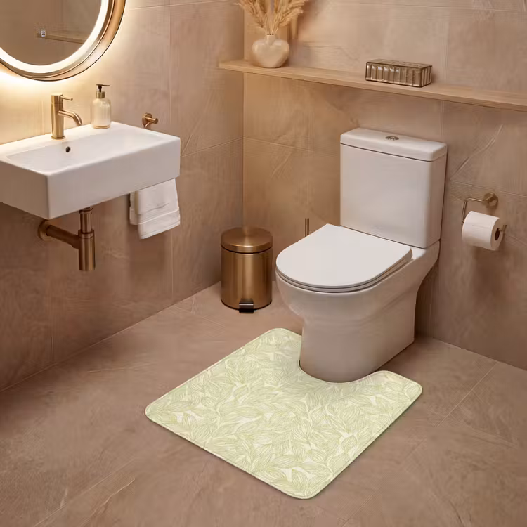 WC Vorleger - Salbeigrün – Botanisch – Blätter – Handgezeichnet – Muster — 4
