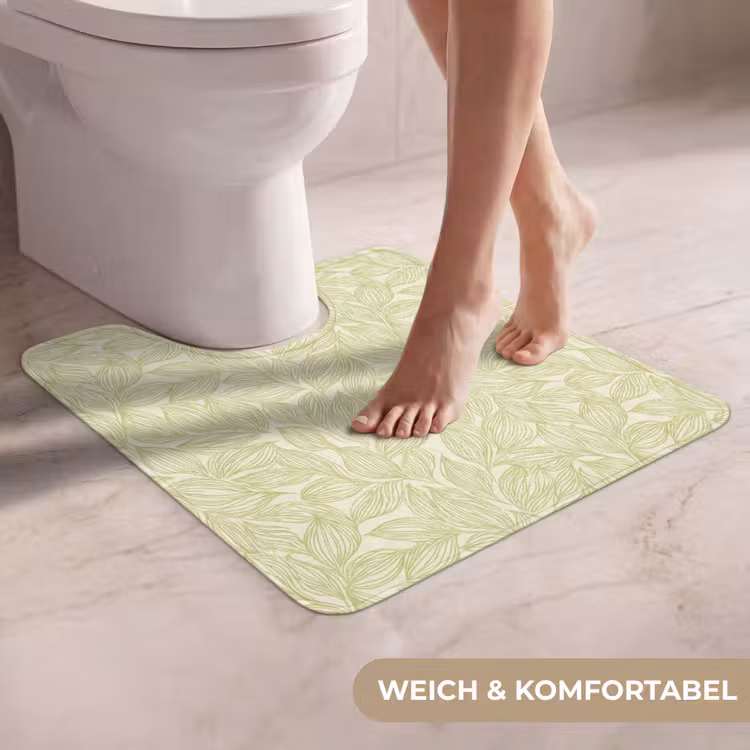 WC Vorleger - Salbeigrün – Botanisch – Blätter – Handgezeichnet – Muster — 5
