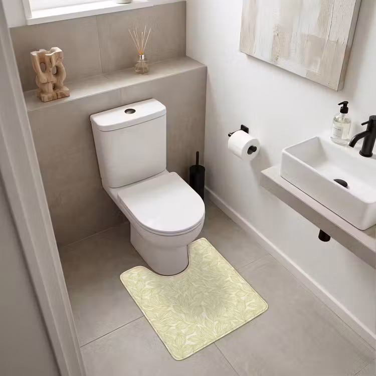WC Vorleger - Salbeigrün – Botanisch – Blätter – Handgezeichnet – Muster — 6