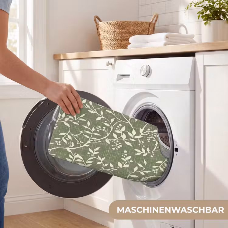 WC Vorleger - Salbeigrün – Botanisch – Zweige – Beeren – Leinen – Muster — 7