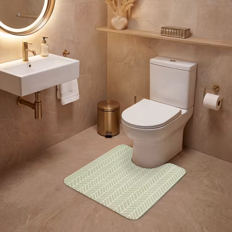 WC Vorleger - Salbeigrün – Fischgrät – Geometrisch – Muster — 4