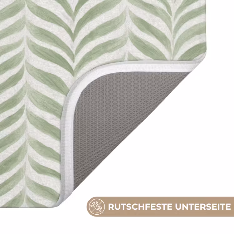 WC Vorleger - Salbeigrün – Fischgrätmuster – Organisch – Pinselstriche – Muster — 3