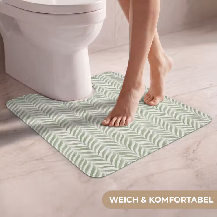 WC Vorleger - Salbeigrün – Fischgrätmuster – Organisch – Pinselstriche – Muster — 5