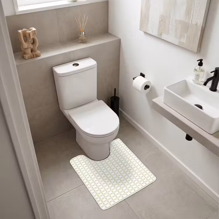 WC Vorleger - Salbeigrün – Geometrisch – Kreise – Muster — 6