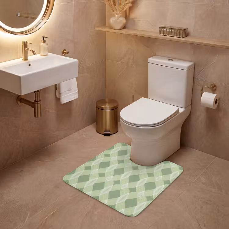 WC Vorleger - Salbeigrün – Geometrisch – Organisch – Gitterwerk – Muster — 4