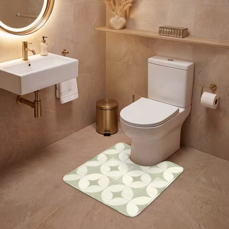 WC Vorleger - Salbeigrün – Geometrisch – Retro – Mid-Century – Muster — 4