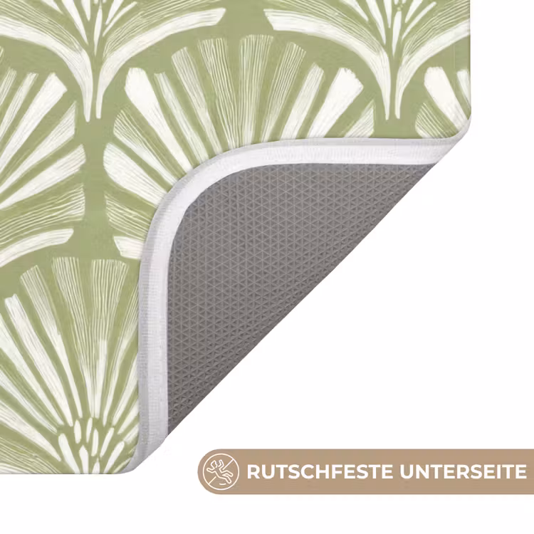WC Vorleger - Salbeigrün – Ginkgo Biloba – Fächer – Muster — 3