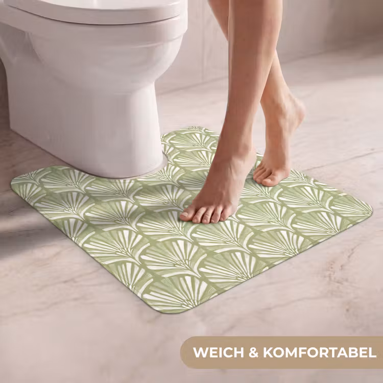 WC Vorleger - Salbeigrün – Ginkgo Biloba – Fächer – Muster — 5