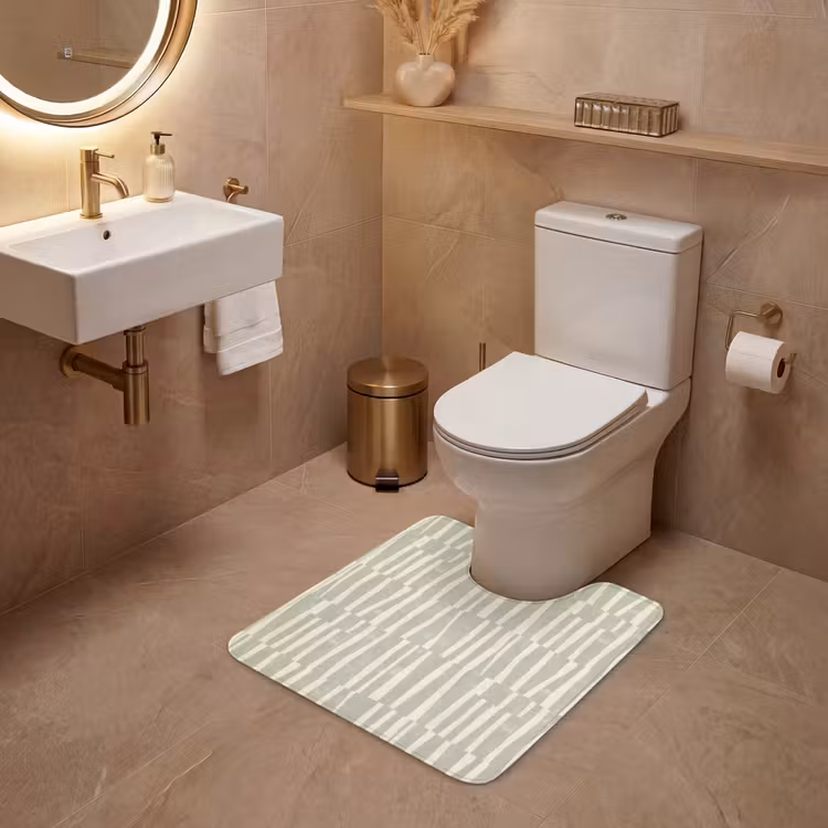 WC Vorleger - Salbeigrün – Streifen – Geometrisch – Textur – Muster — 4