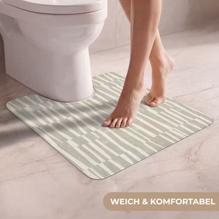 WC Vorleger - Salbeigrün – Streifen – Geometrisch – Textur – Muster — 5