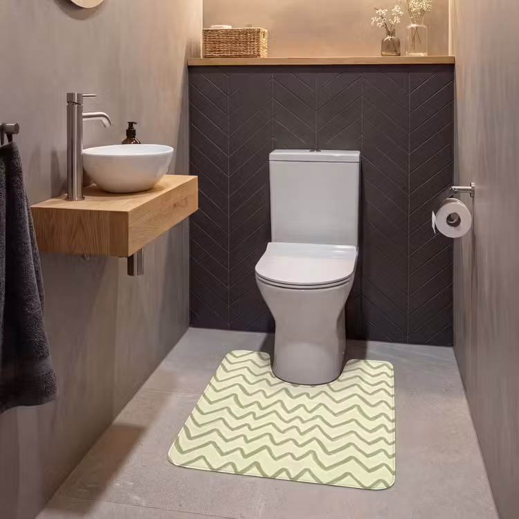 WC Vorleger - Salbeigrün – Zickzack – Handgezeichnet – Muster — 2