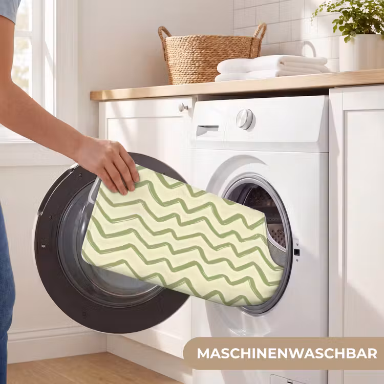 WC Vorleger - Salbeigrün – Zickzack – Handgezeichnet – Muster — 7